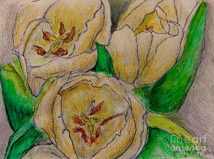 Tulip Mixed Media - Tulips Trio by Joan-Violet Stretch