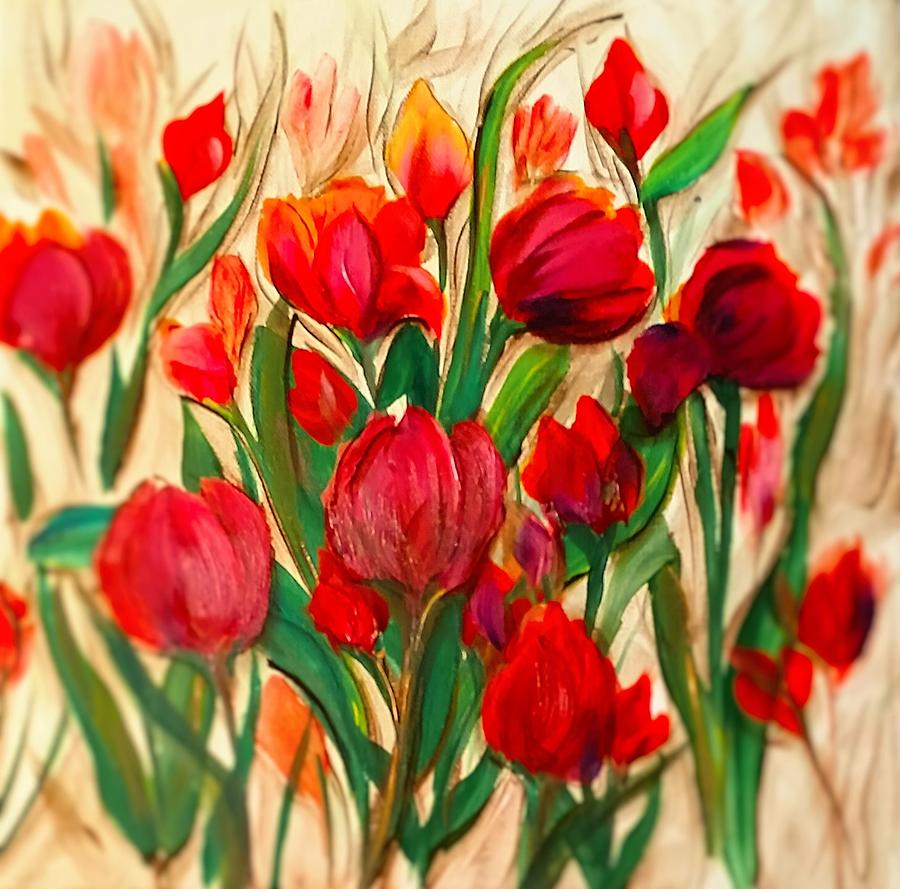 Tulips, Tulips Painting by Jacqueline Whitcomb