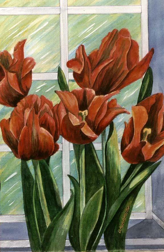 Tulips With A View Painting by Dale Yarmuth