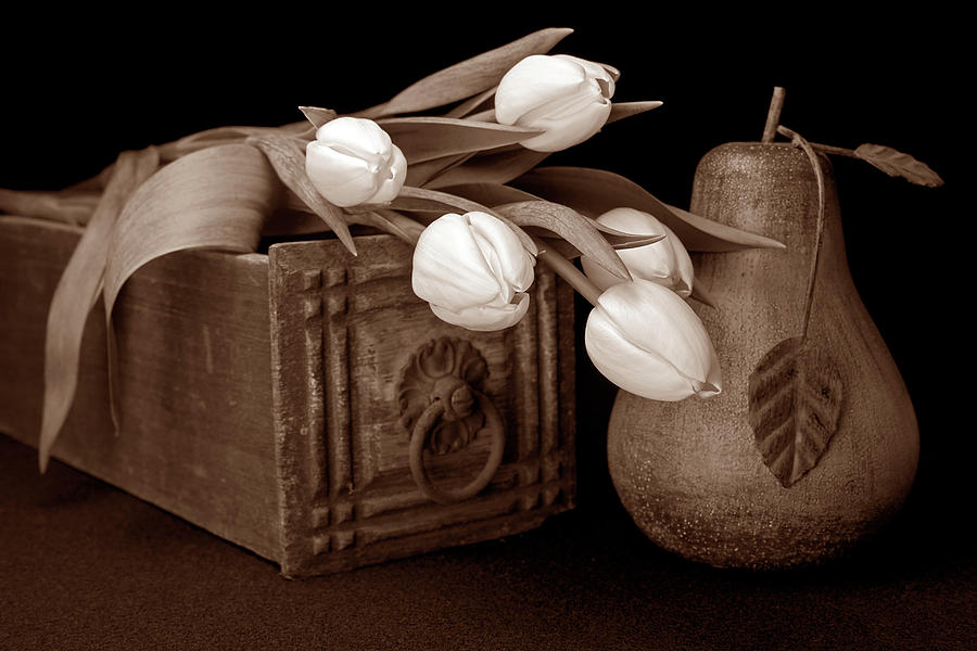 Flower Photograph - Tulips with Pear I by Tom Mc Nemar