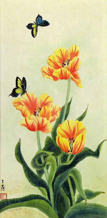 Butterfly Painting - Tulips by Ying Wong