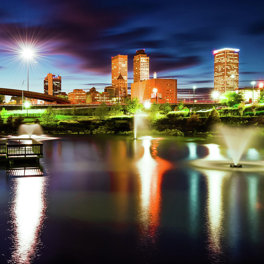 Tulsa Cityscape at Dawn - Centennial Park Skyline Photograph by Gregory ...