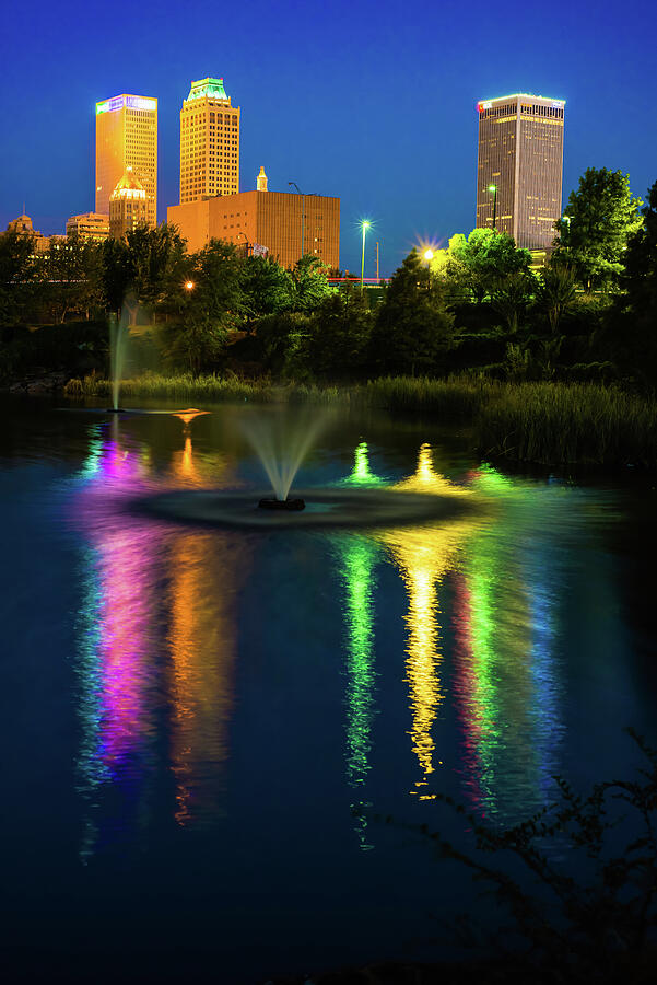 Tulsa Skyline Photograph - Tulsa Downtown Skyline - Bold Color by Gregory Ballos