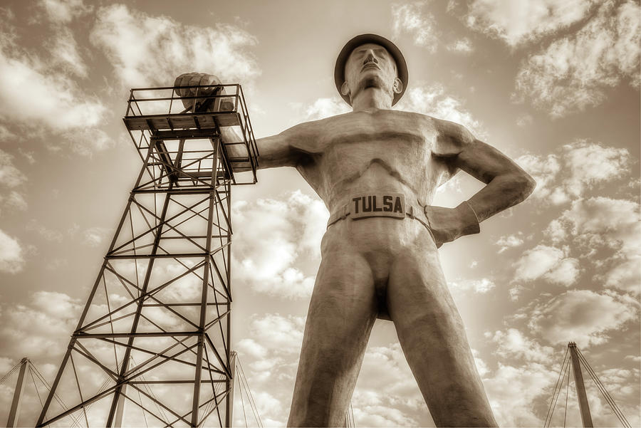 Tulsa Driller Tulsa Oklahoma - Sepia Photograph by Gregory Ballos