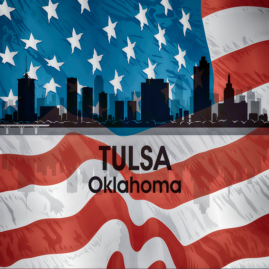 Tulsa Digital Art - Tulsa OK American Flag Squared by Angelina Tamez