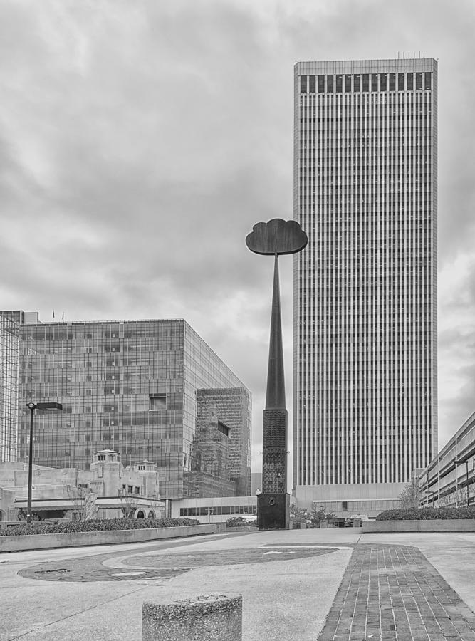 Tulsa OK Center of the Universe Black and White Photograph by Bert Peake