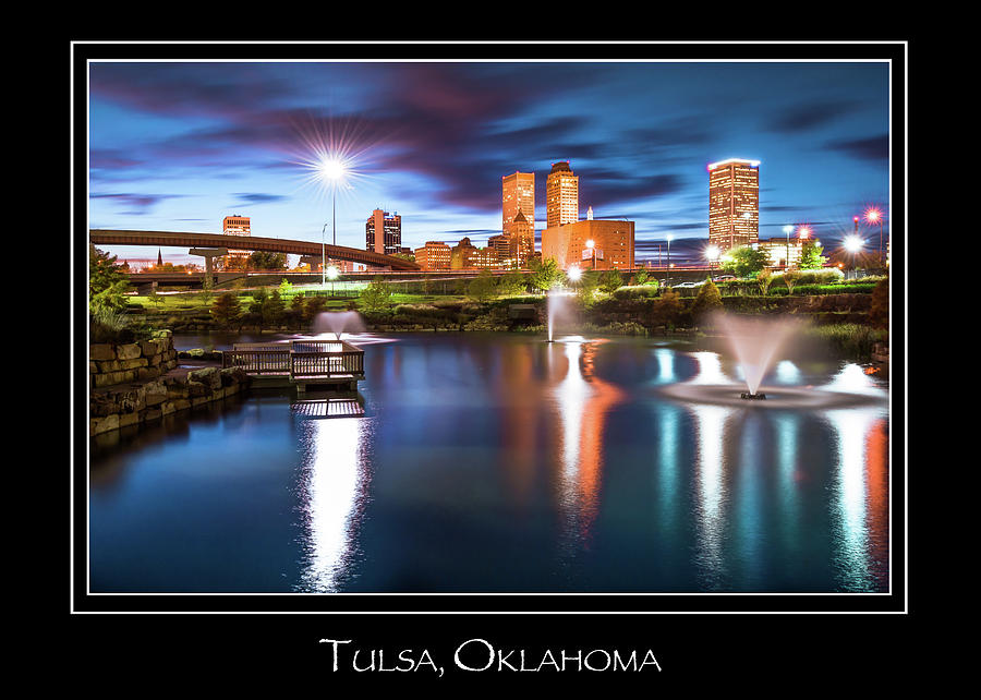 Tulsa Skyline Photograph - Tulsa Oklahoma Skyline City Name Print - Color by Gregory Ballos