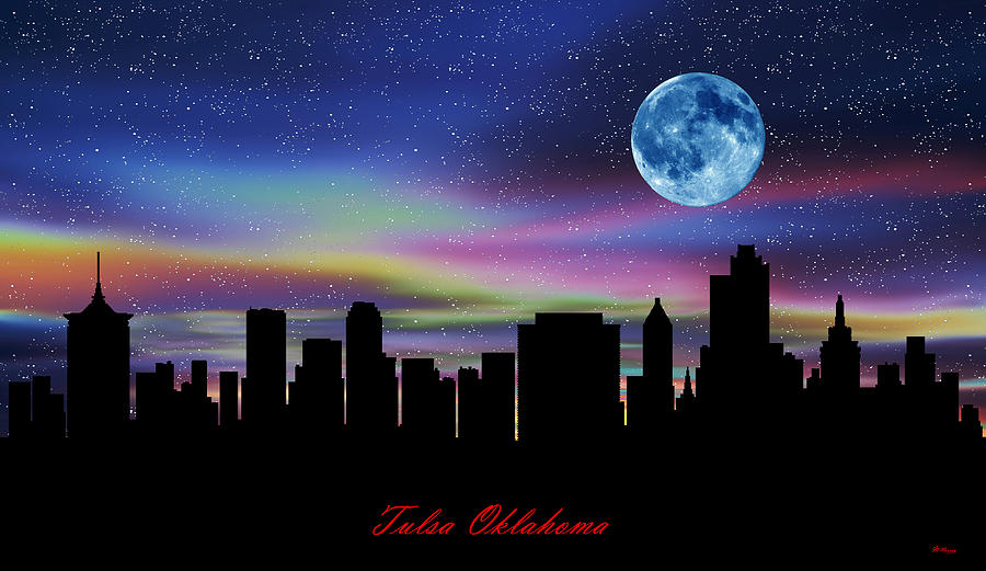 Tulsa Oklahoma Twilight Skyline Digital Art by Gregory Murray