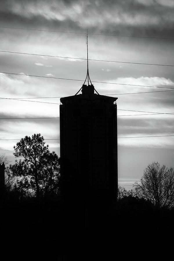 Tulsa Photograph - Tulsa Oklahoma University Tower Silhouette - Black and White by Gregory Ballos