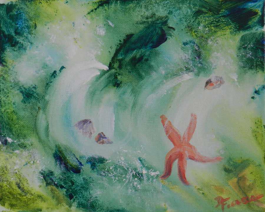 Tumble in the waves Painting by Deborah Ferree