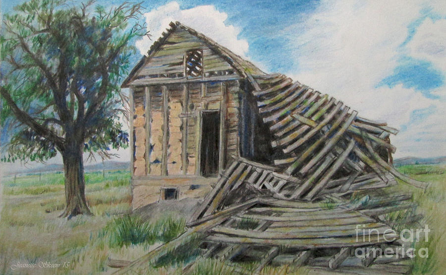 Vintage Painting - Tumbled Down House by Jeanette Skeem