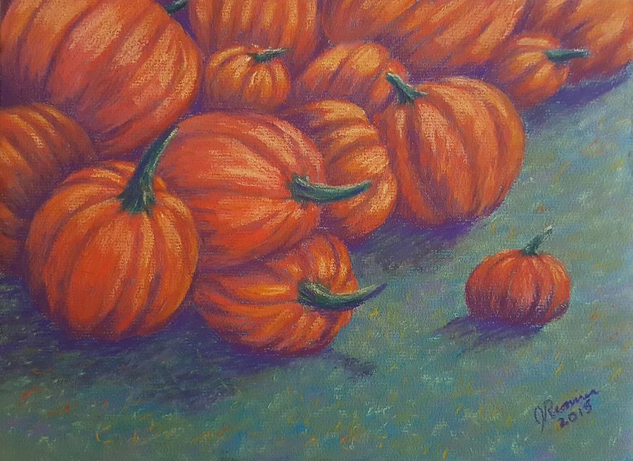Pumpkin Pastel - Tumbled Pumpkins by Joann Renner