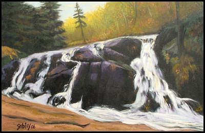 Waterfall Painting - Tumbling To Cache Lake by Don Sibley Waterfall Painting - Tumbling To Cache Lake by Don Sibley