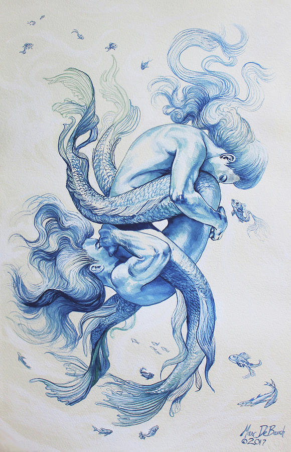 Tumbling Tritons Painting by Marc DeBauch - Pixels