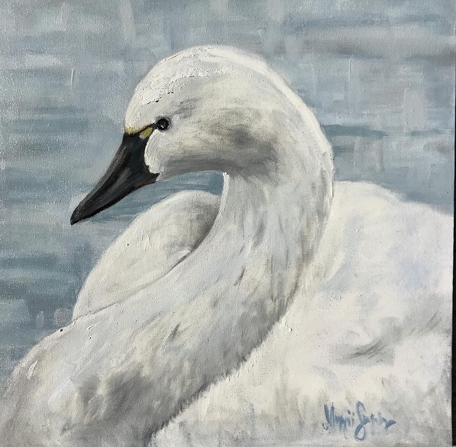 Tundra Swan Painting by Maggii Sarfaty