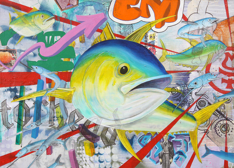 Fish Painting - Tuned In by Mutt Hubbard