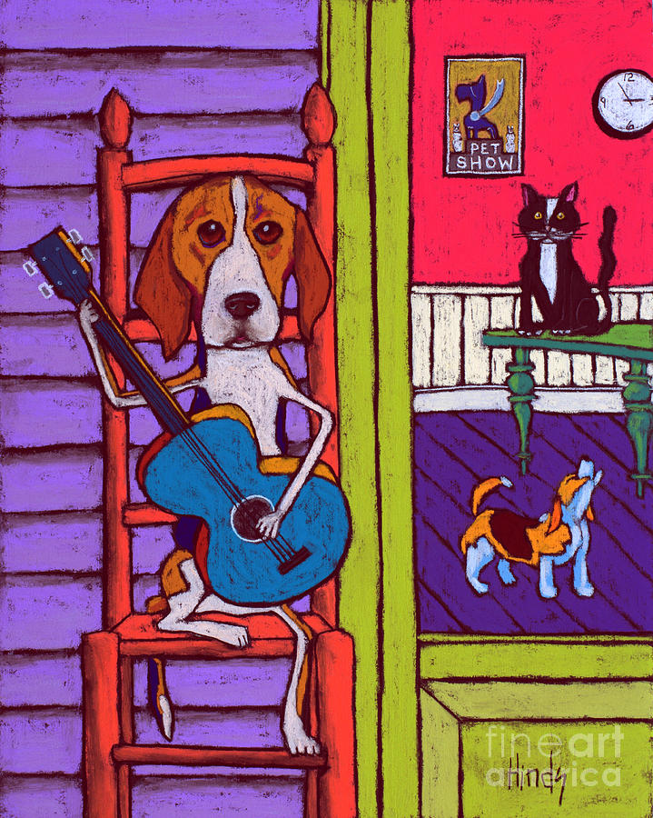 Dog Painting - Tunin Up  by David Hinds