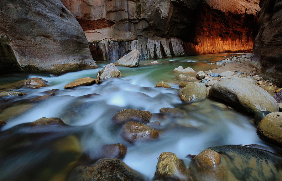 Tunnel light through the Narrows at Zion National Park Photograph by Jetson Nguyen