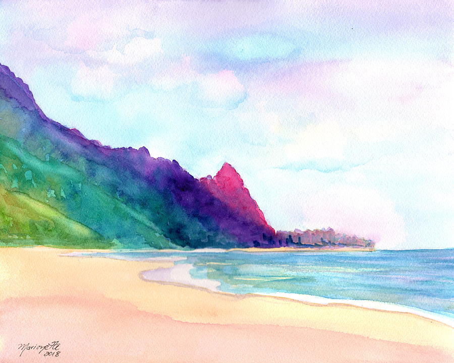 Tunnels Beach 4 Painting by Marionette Taboniar