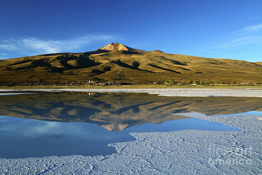 Tunupa Volcano Reflected in Salar de Uyuni Bolivia Photograph by James Brunker