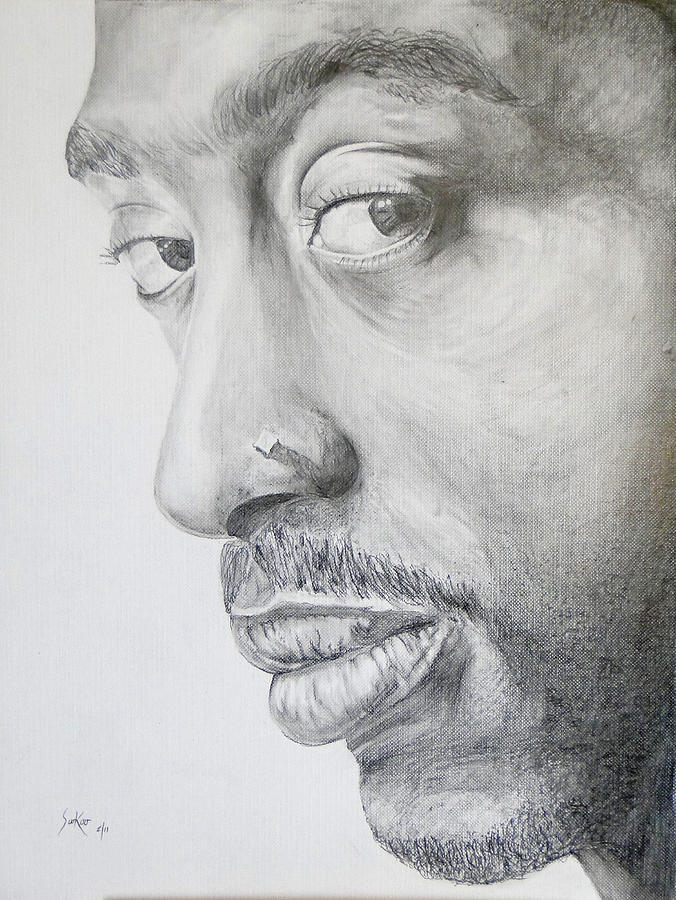 Tupac Drawing - Tupac Shakur by Stephen Sookoo