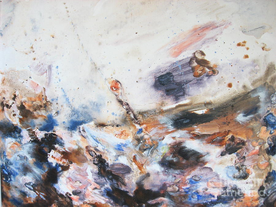 Seascape Painting - Turbulent sea by Moray Watson Seascape Painting - Turbulent sea by Moray Watson