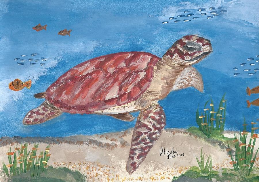 Turk A. Waves the Sea Turtle Painting by Atlanta Carrera | Fine Art America