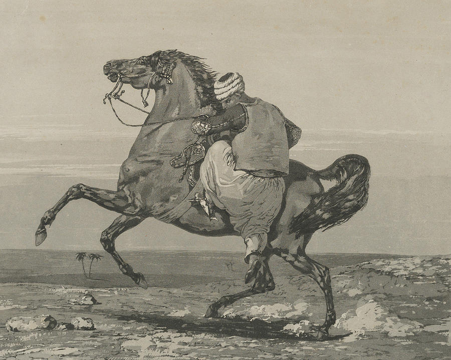 Turk Mounting His Horse Relief by Eugene Delacroix