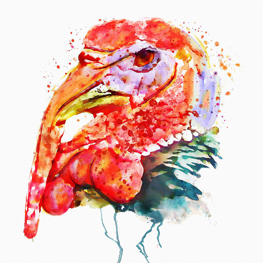 Bird Painting - Turkey Head by Marian Voicu