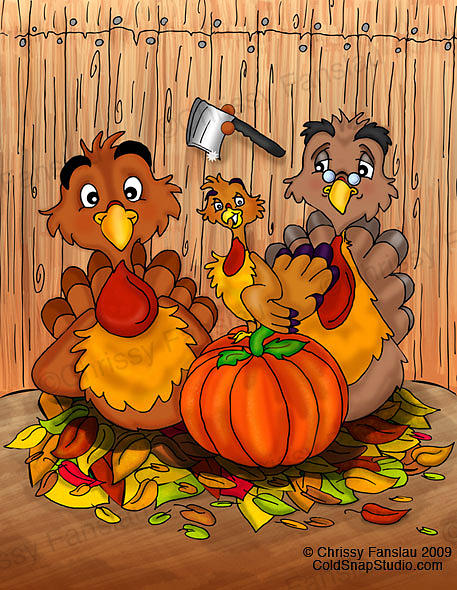 Thanksgiving Digital Art - Turkeys in a Barn by Chrissy Fanslau