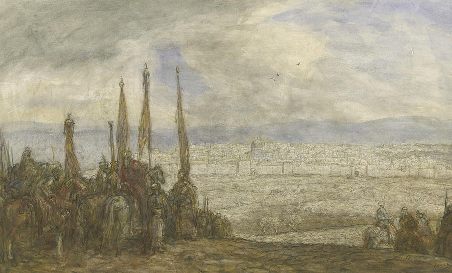 Turkish army for Jerusalem Drawing by Marius Bauer