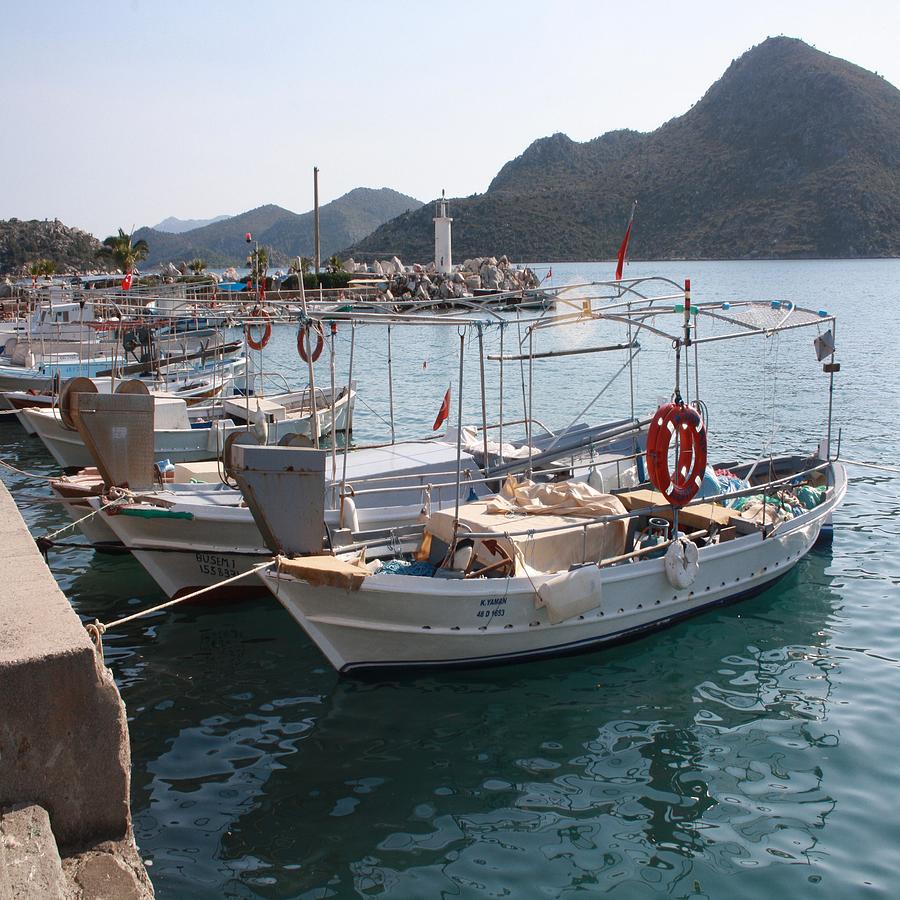 Turkish Fishing Boats Moored at Bozburun Photograph by Taiche Acrylic Art