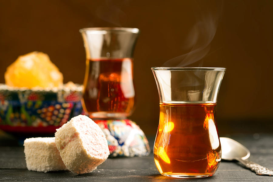 Tea Photograph - Turkish tea on the table  by Vadim Goodwill