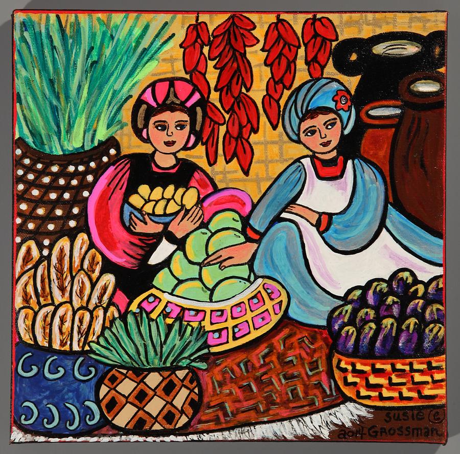 Bread Painting - Turkish Vendor Girls by Susie Grossman