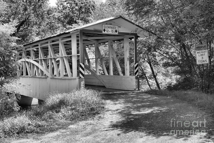 Turners Covered Bridge Black And White Photograph by Adam Jewell