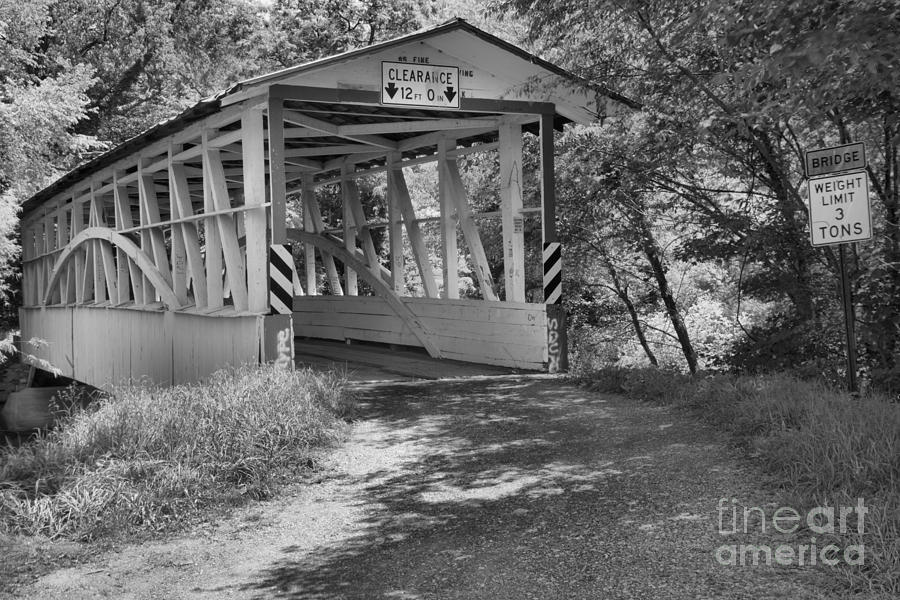 Turners Covered Bridge Of Bedford County Black And White Photograph by Adam Jewell
