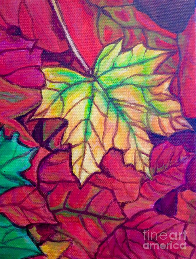 Turning Maple Leaf in the Fall Painting by Kimberlee Baxter