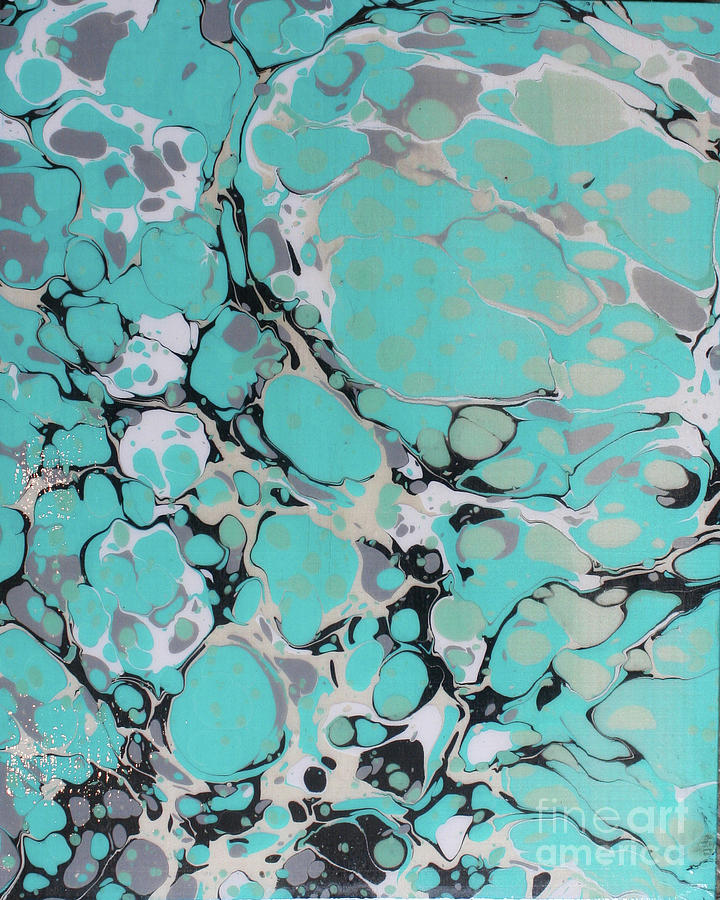 Turquoise and Black Battal Painting by Daniela Easter
