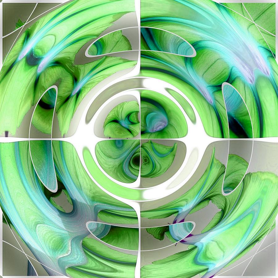 Turquoise and Green Abstract Collage Digital Art by Taiche Acrylic Art
