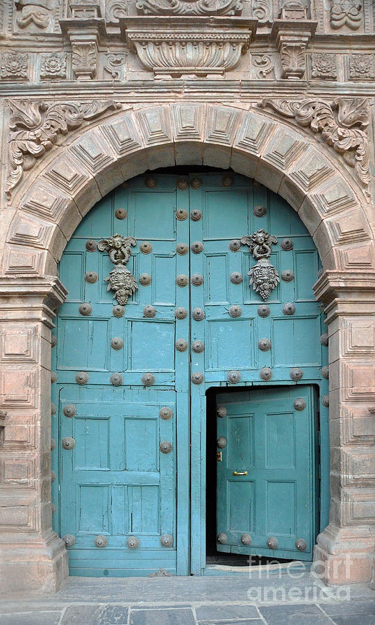 Turquoise Cusco Church Door Photograph by Catherine Sherman