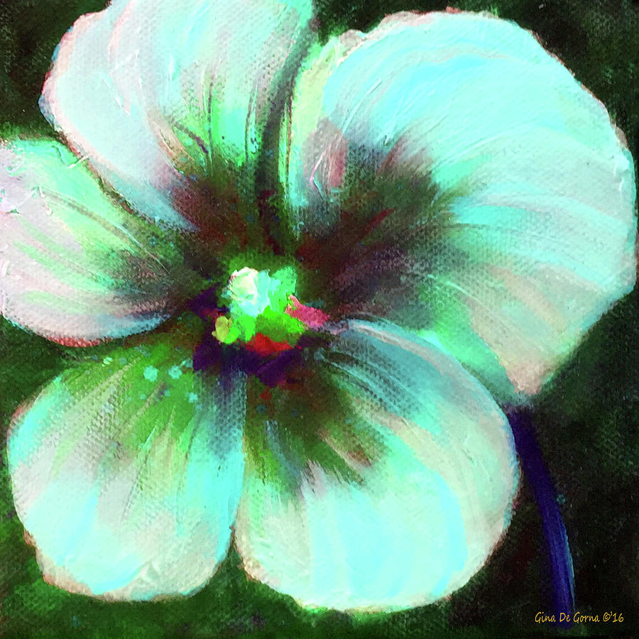 Turquoise Flower Painting by Gina De Gorna
