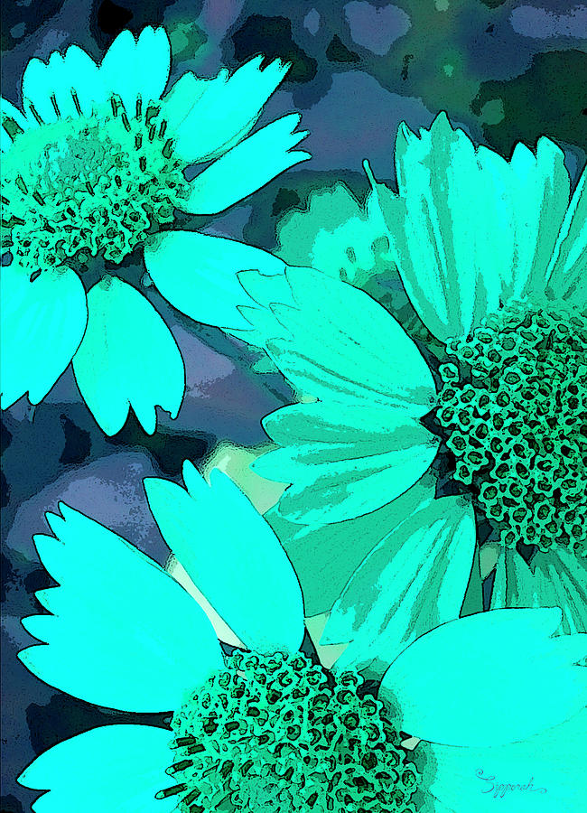 Turquoise Flowers Digital Art by Sipporah Art and Illustration