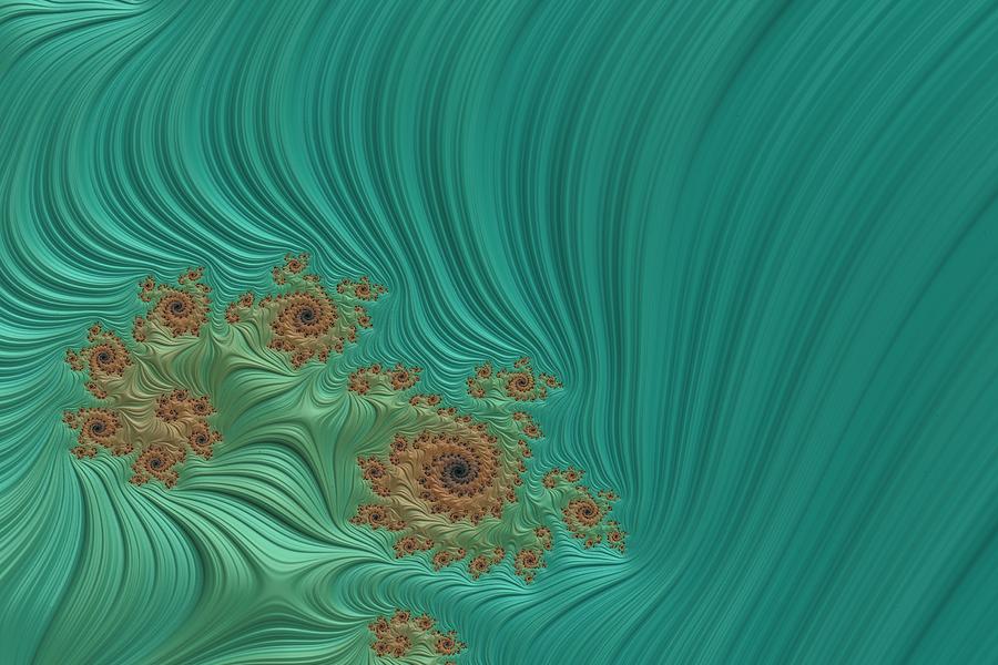 Turquoise Digital Art - Turquoise Fractal 1 by Bonnie Bruno