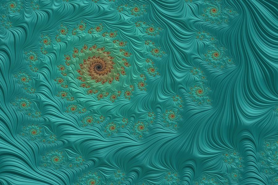 Turquoise Digital Art - Turquoise Fractal3 by Bonnie Bruno