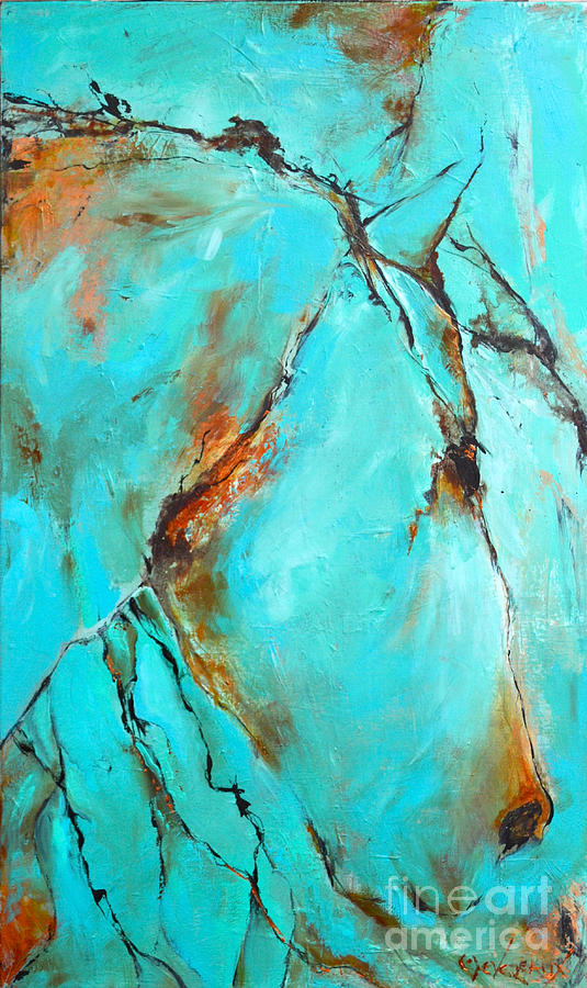 Turquoise Impression Painting by Cher Devereaux