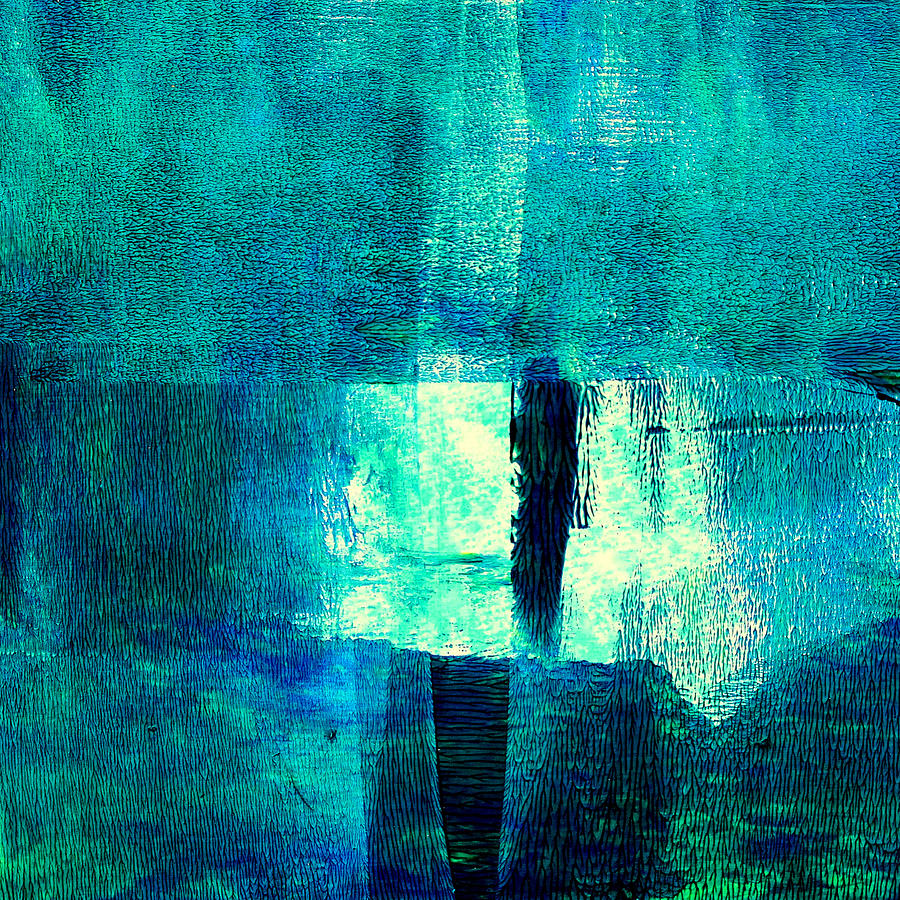 Abstract Painting - Turquoise Light Abstract Painting by Nancy Merkle
