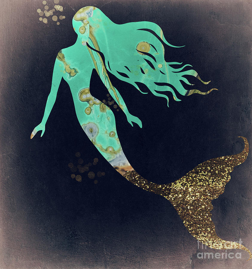 Mermaid Painting - Turquoise Mermaid by Mindy Sommers