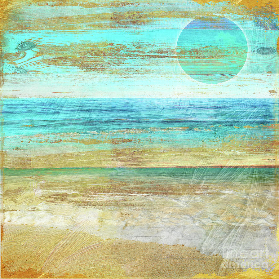 Turquoise Moon Day Painting by Mindy Sommers