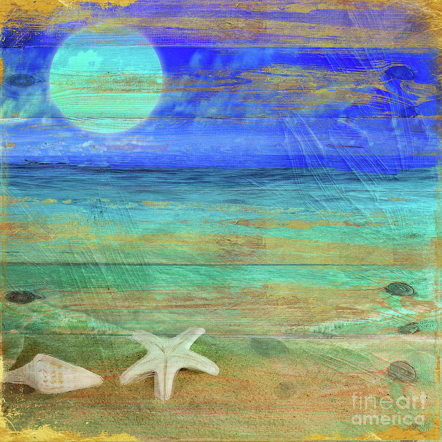 Beach Painting - Turquoise Moon by Mindy Sommers