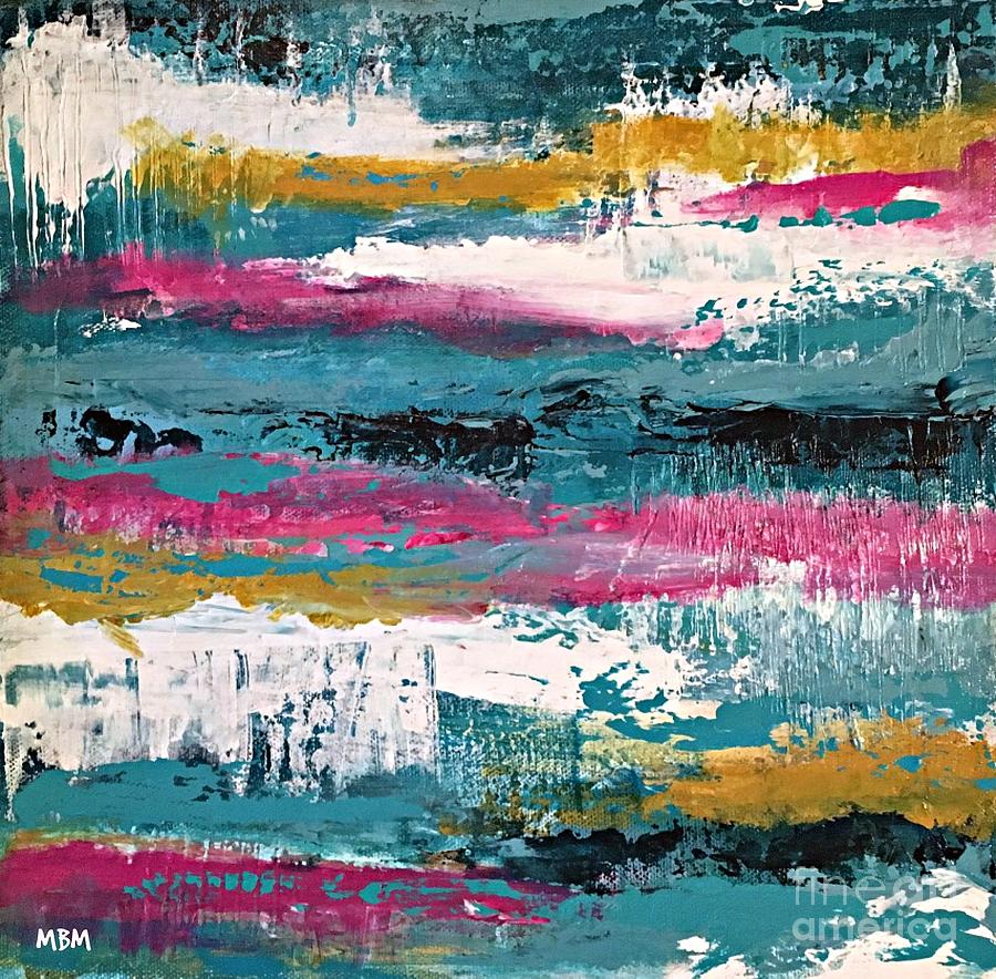 Abstract Painting - Turquoise Reflections no. 2 by Mary Mirabal